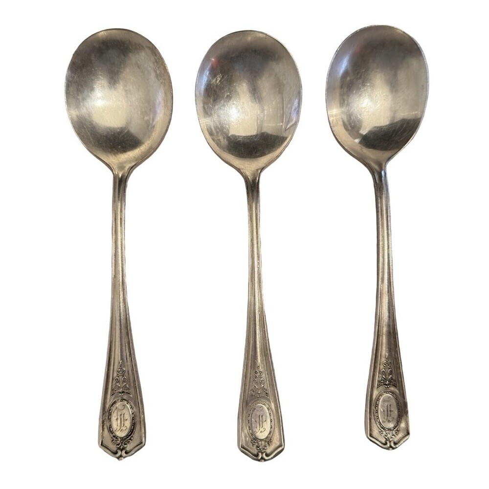 Community Silver Plate Teaspoons Set of 3 Vintage Monogram Flatware